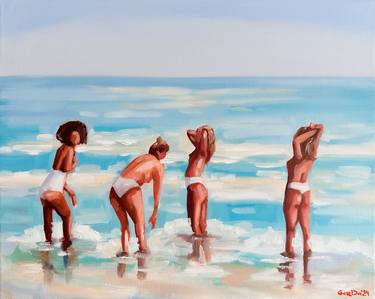 Original Figurative Beach Paintings by Daria Gerasimova